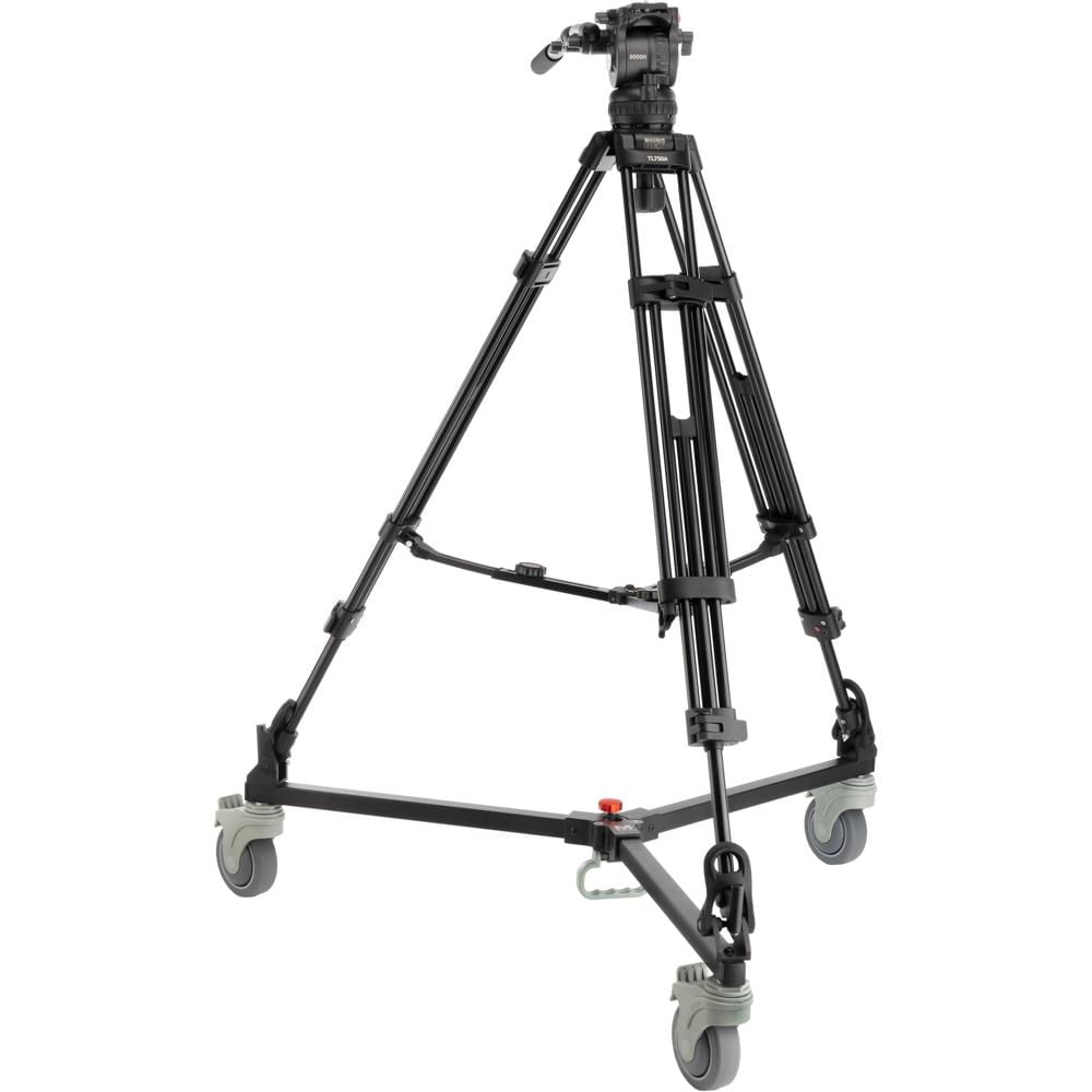 Magnus Tripode de Video REX VT-6000 con Cabezal Fluido y Dolly, Soporta hasta 17 lb, Rueda
