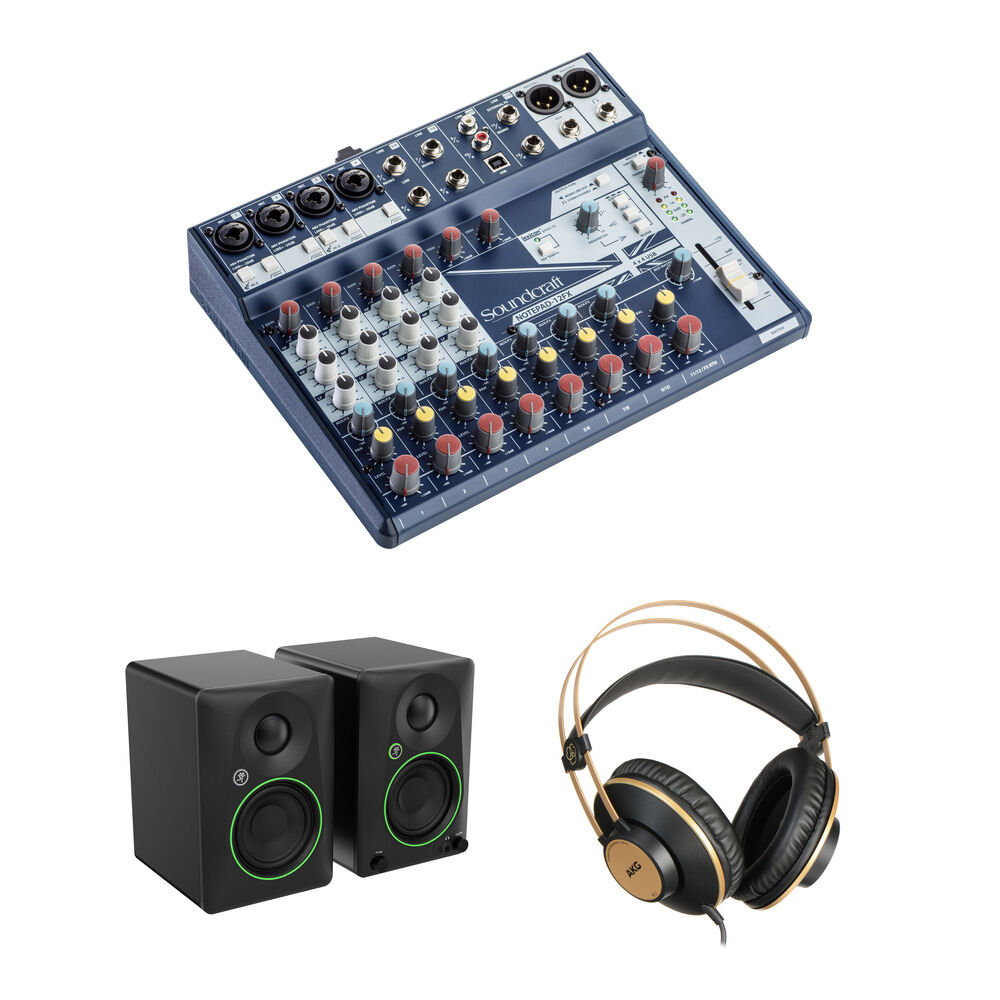 Soundcraft Notepad-12FX Mezclador Analógico con Monitores JBL 1 Series 104 y Auriculares