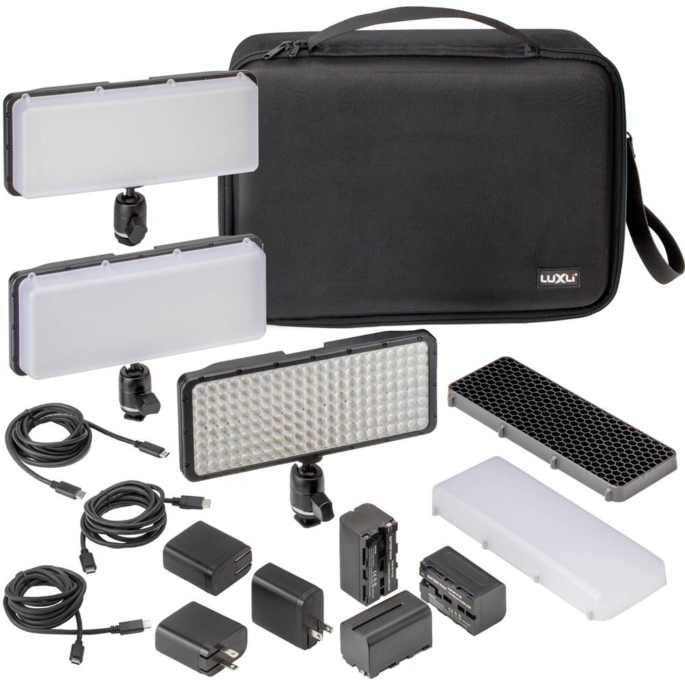 Luxli Cello² Kit de 3 Paneles LED RGB de 10"" con Difusores y Rejilla Honeycomb