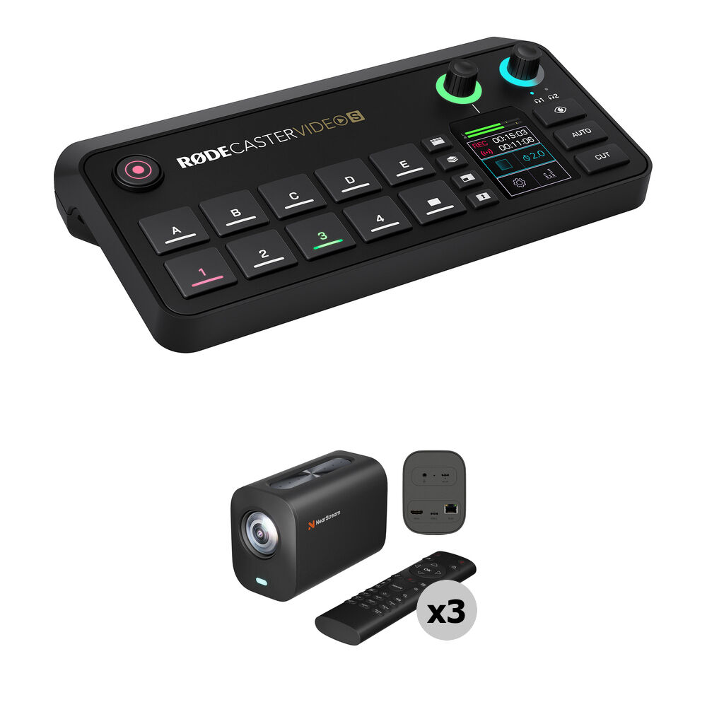 RODE RODECaster Video S Consola de Audio/Vídeo Todo en Uno con Kit de 3 Cámaras VM20 4K