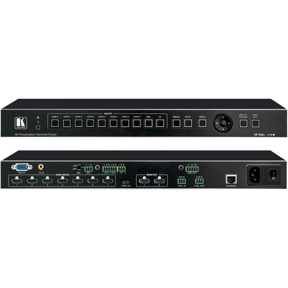 Kramer VP-550X Switcher 10x1 4K con 7 HDMI, VGA, Composite y USB-C, 1 RU