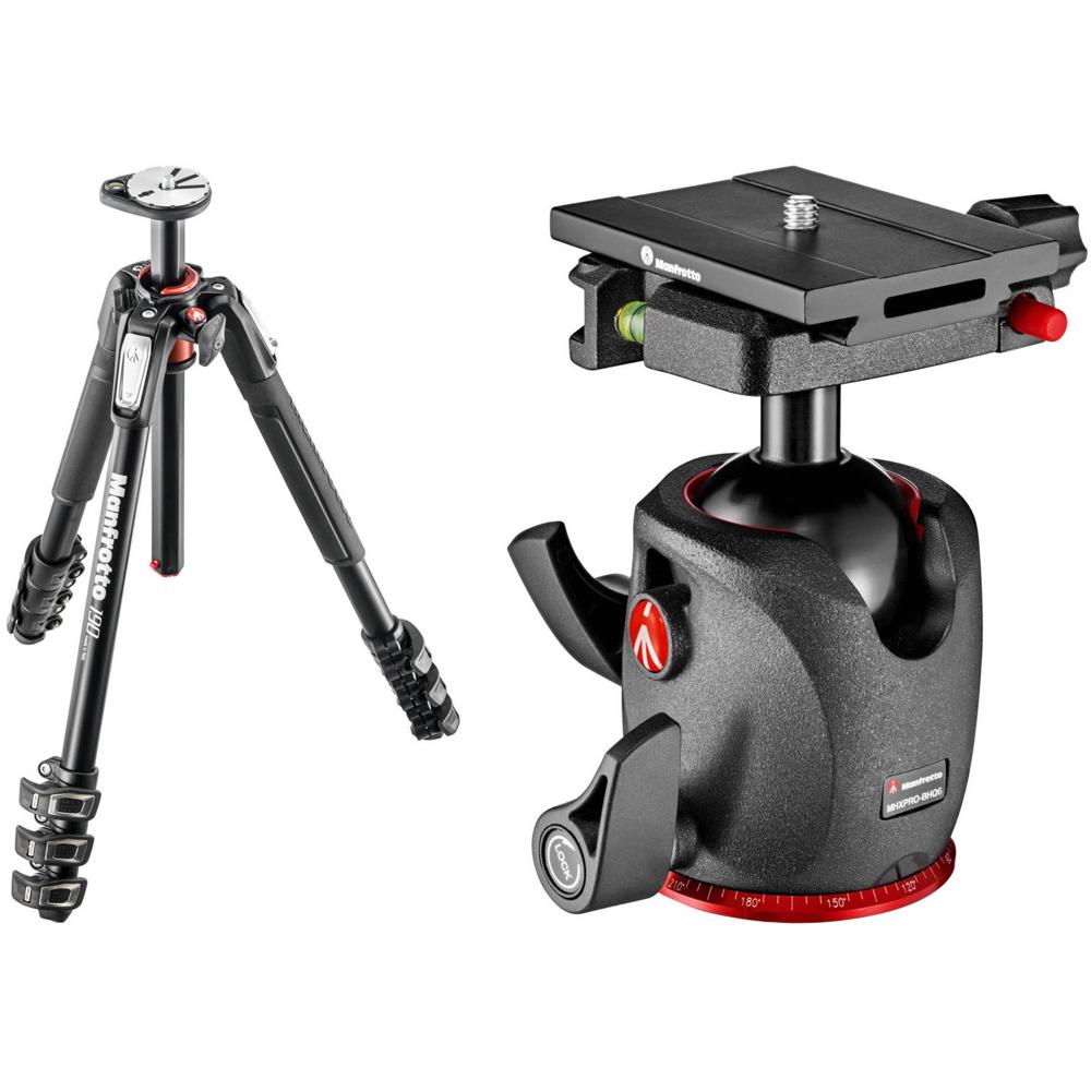 Manfrotto Trípode de Aluminio MT190XPRO4 con Cabezal de Bola XPRO y Sistema de Liberació