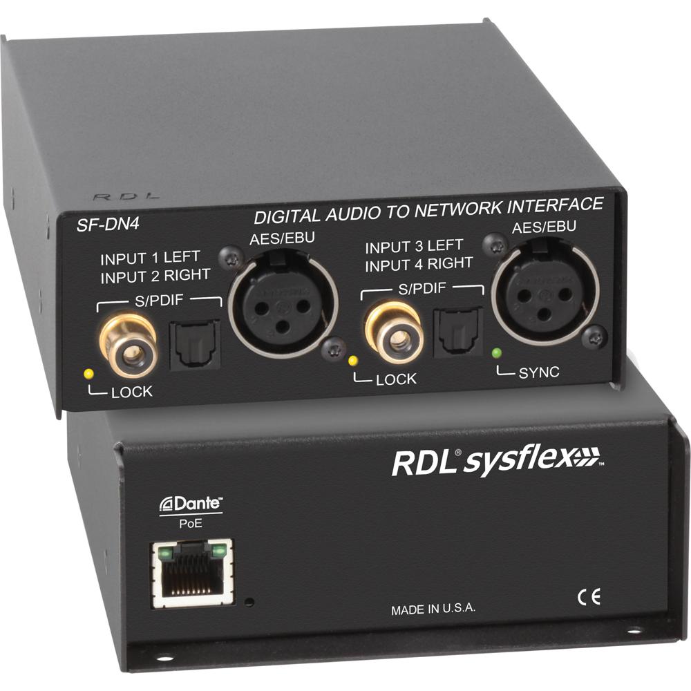 RDL SF-DN4 Interfaz de Audio Digital a Red Dante - Convierte 2 Fuentes de Audio Digital a