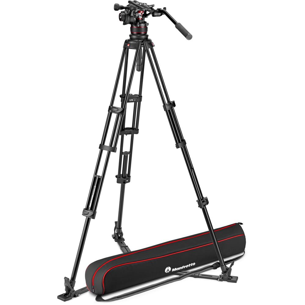 Manfrotto Cabezal de Video Nitrotech 612 con Trípode de Aluminio de Piernas Dobles y Espa