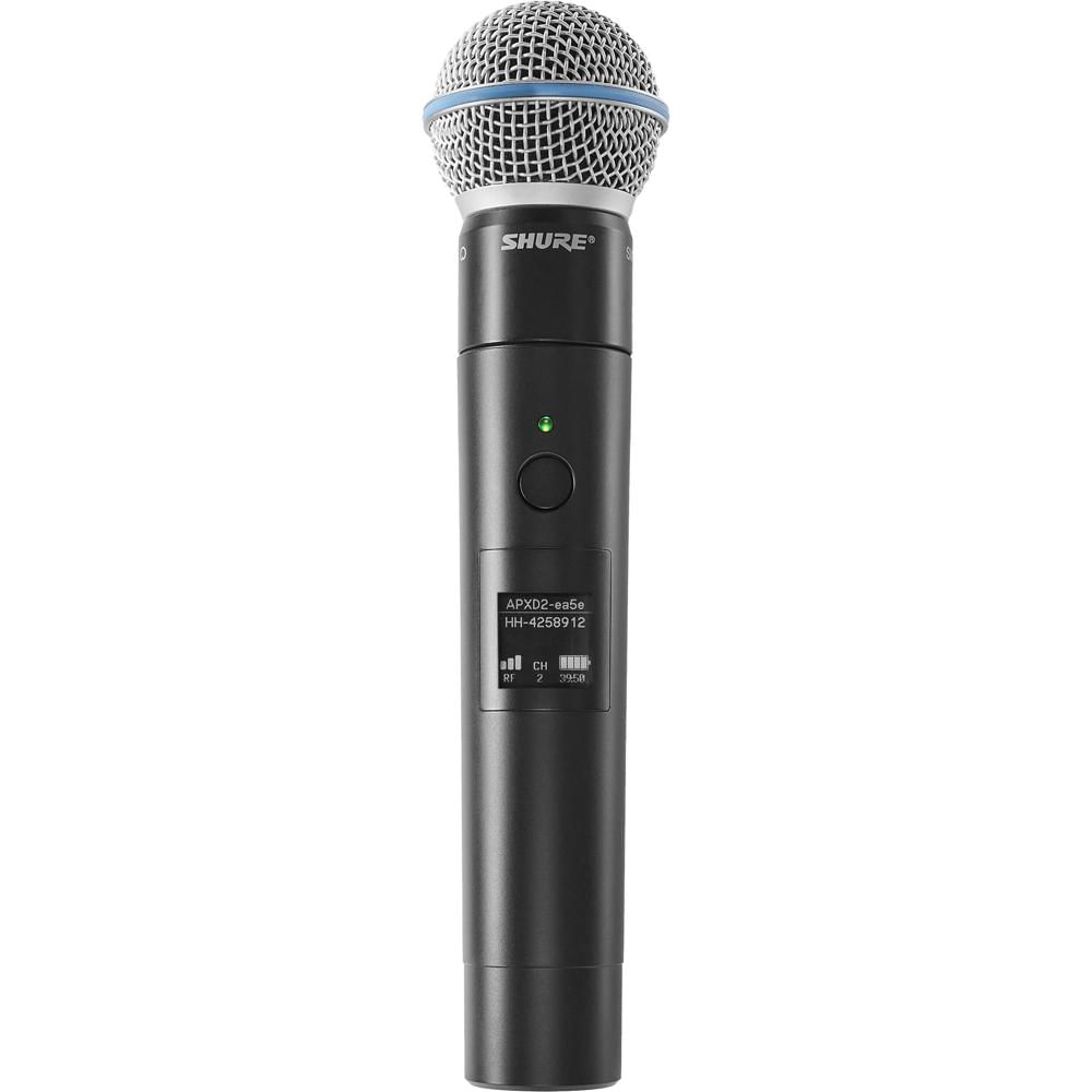 Shure MXW2X/BETA58 Transmisor Inalámbrico de Mano con Micrófono Beta 58A, Supercardioide