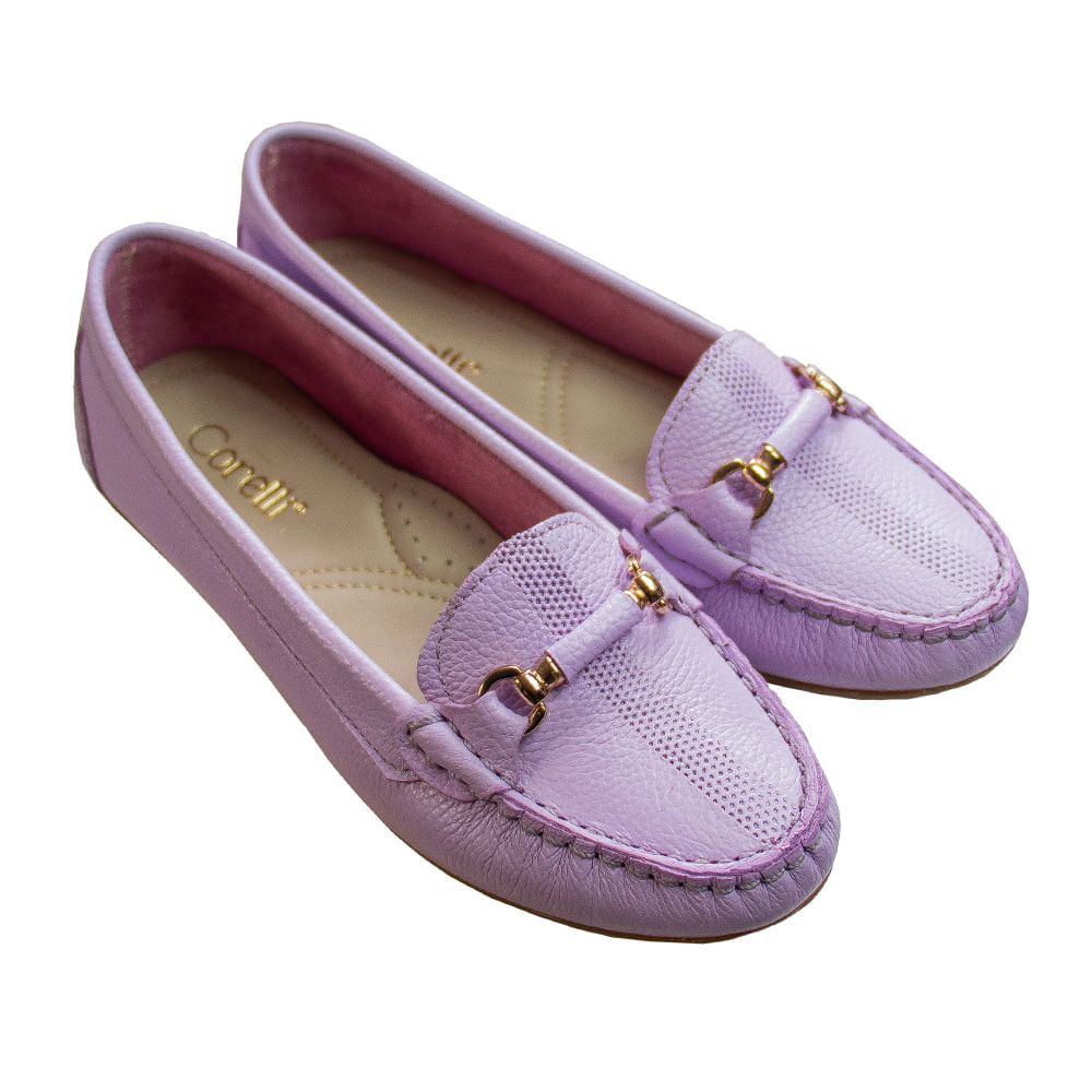 Mocasin Chato Mujer Corelli Sara II Cuero Jacaranda Talla 35