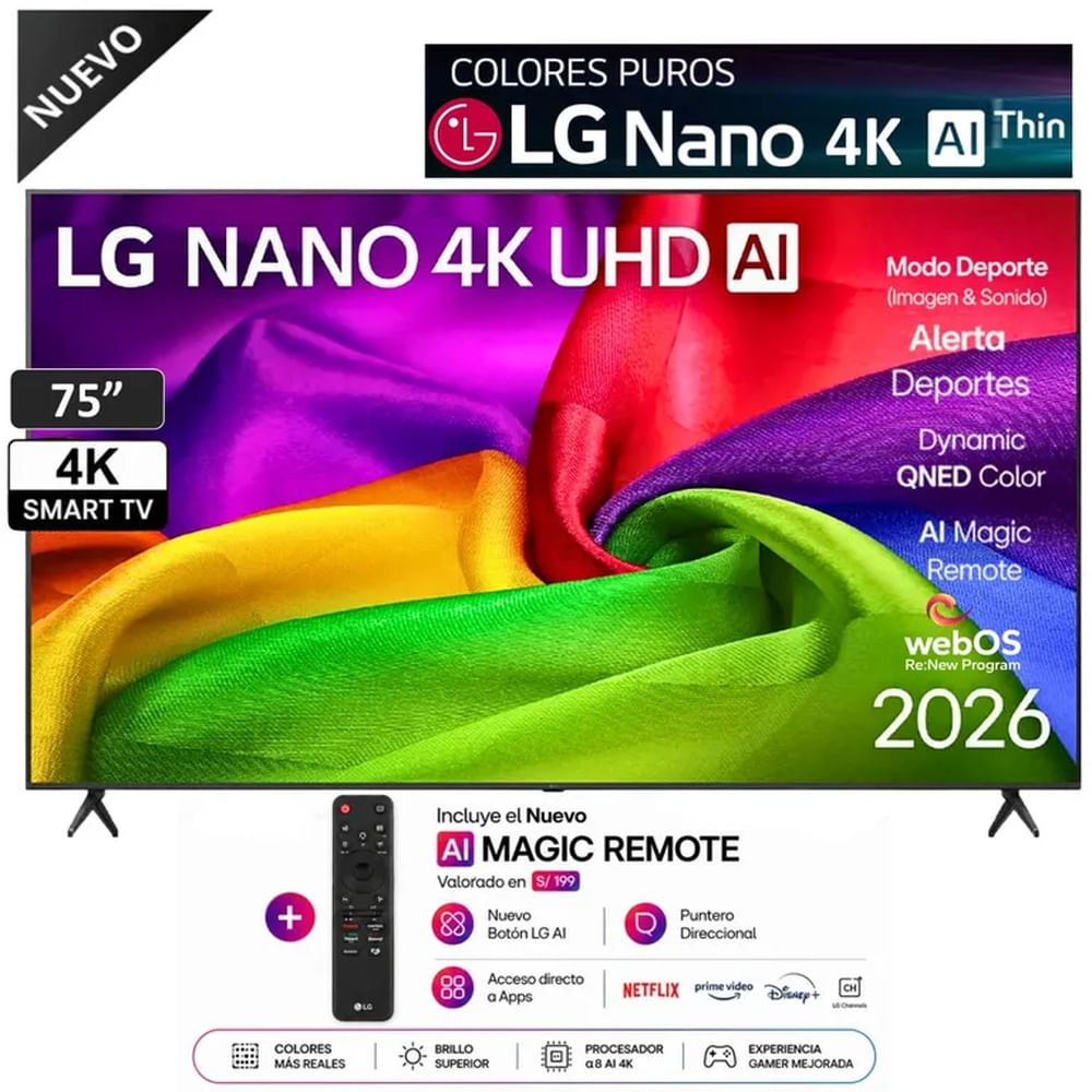 Televisor LG 75 NANO 75NU800BPSBQ 4K UHD AI Smart TV 2026