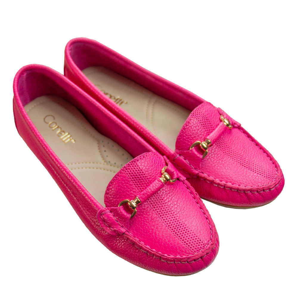 Mocasin Chato Mujer Corelli Sara II Cuero Fucsia Talla 38