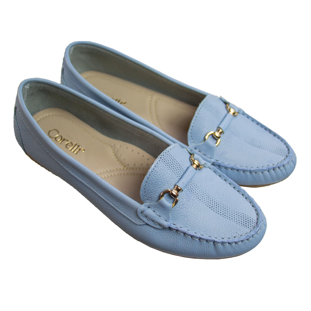 Mocasin Chato Mujer Corelli Sara II Cuero Cielo Talla 39