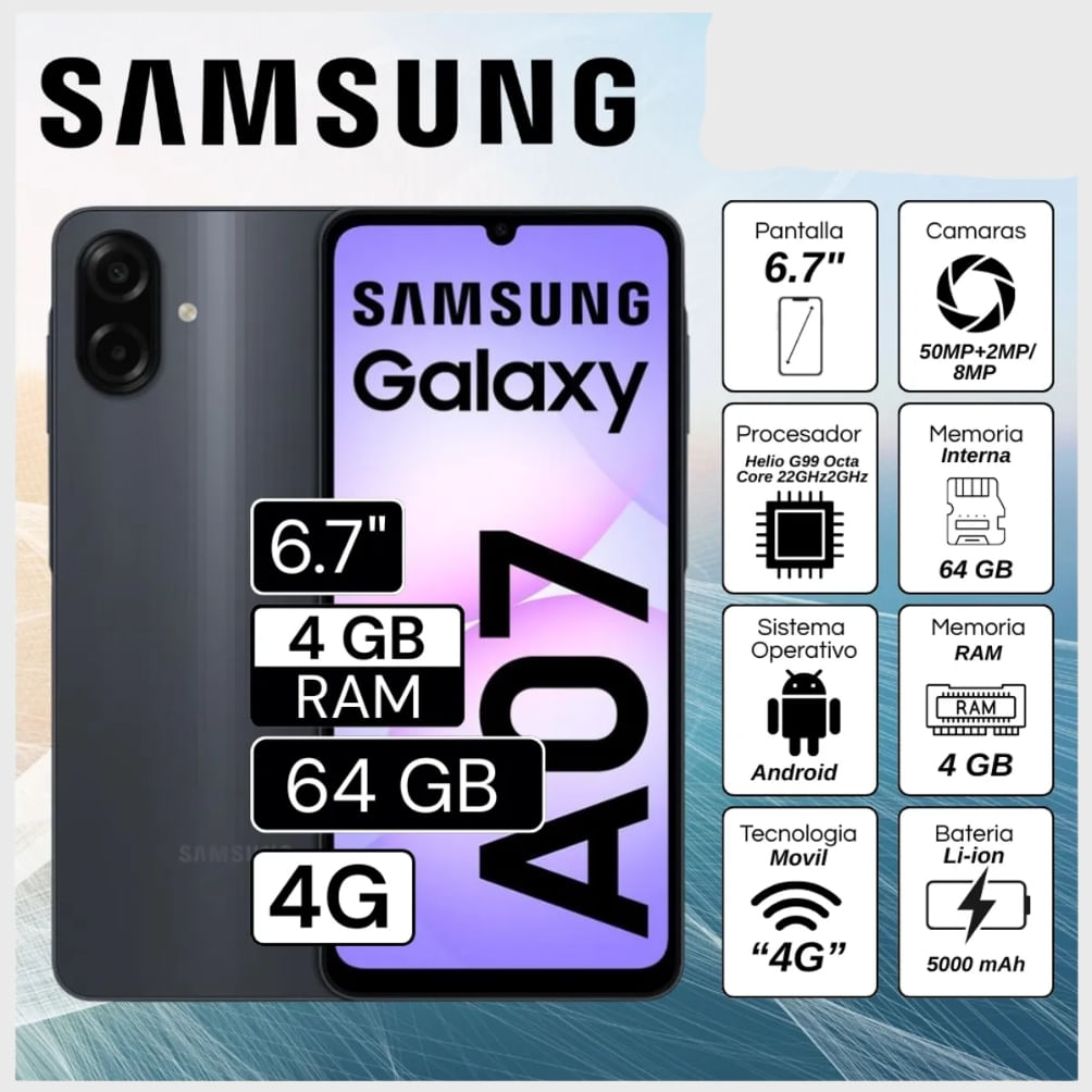 CELULAR SAMSUNG GALAXY A07 64GB NEGRO