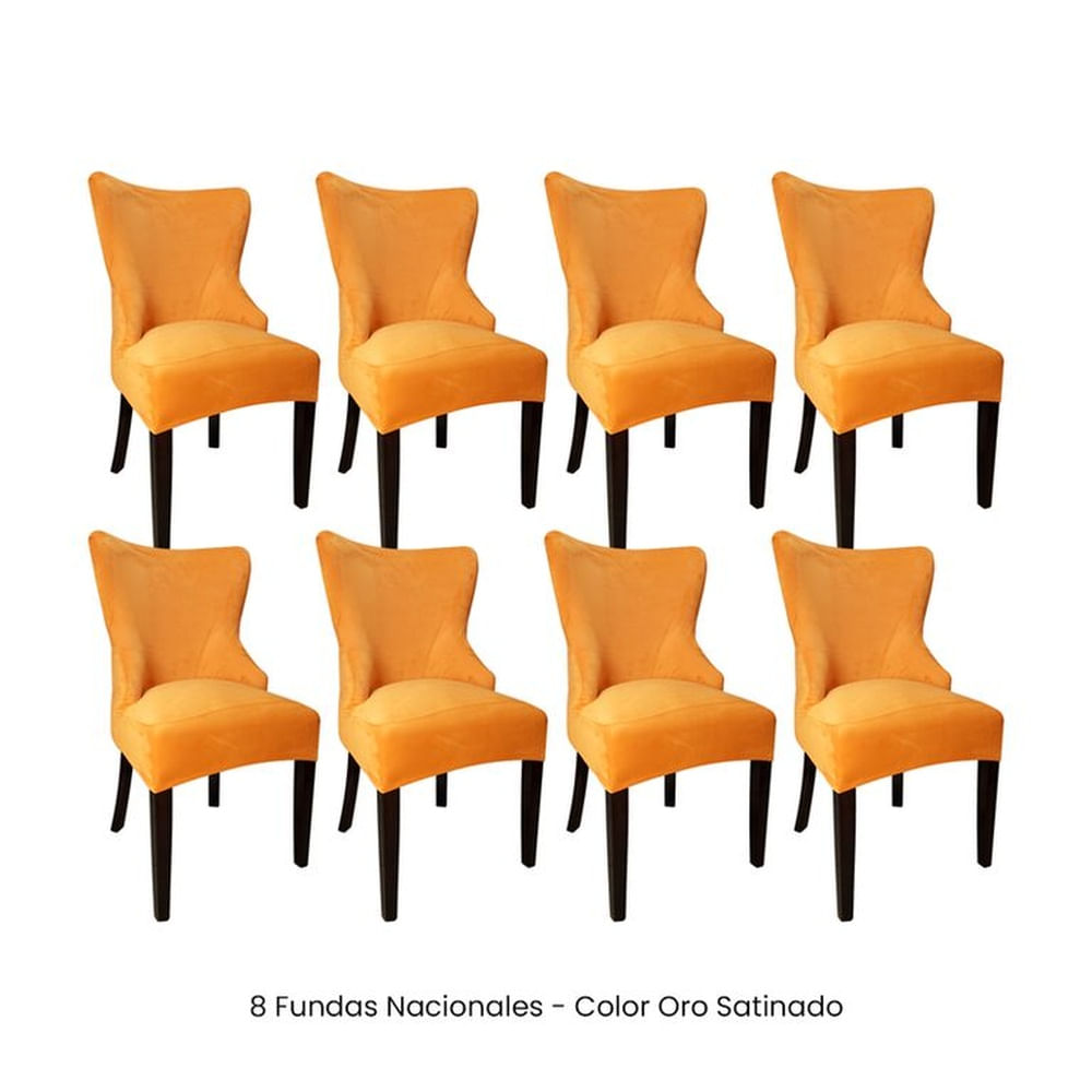 8 Fundas Nacionales de Terciopelo para Silla Princesa - Oro Satinado