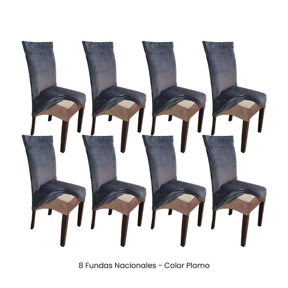 8 Fundas Nacionales de Terciopelo para Silla Recta - Plomo Rata