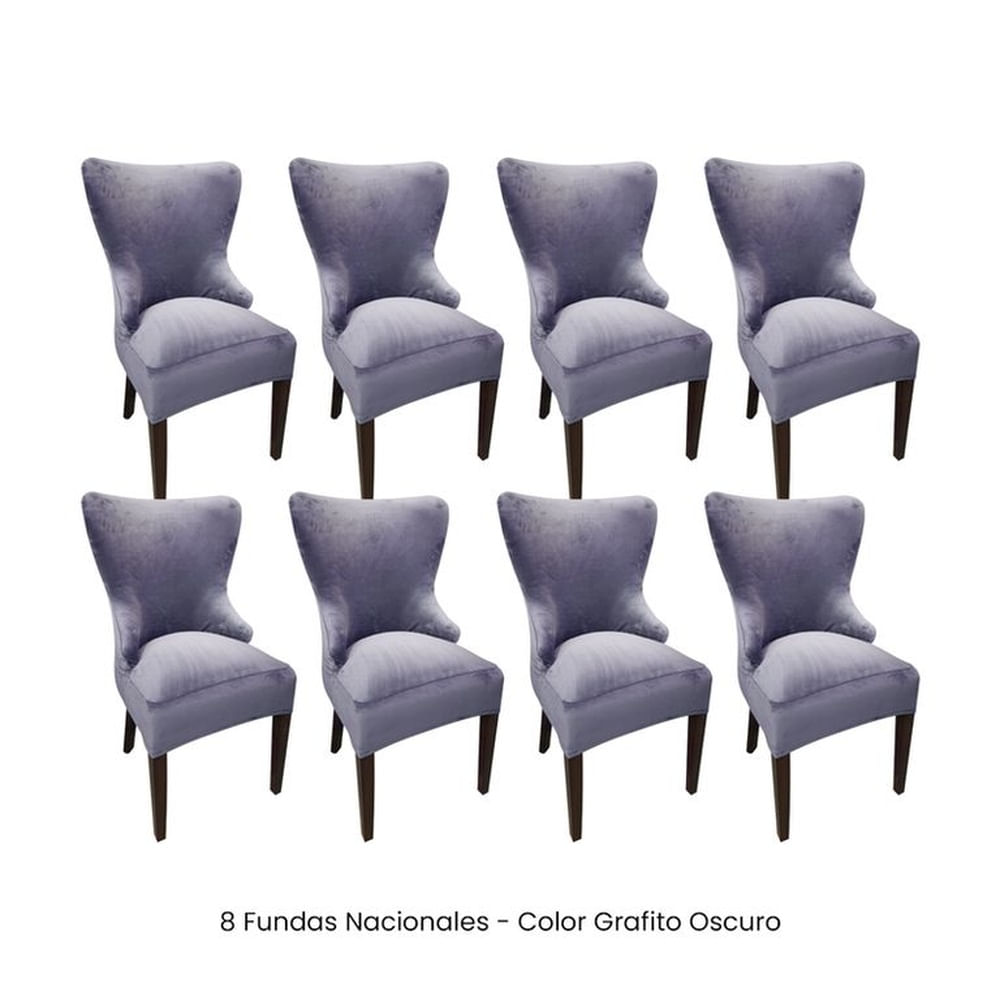 8 Fundas Nacionales de Terciopelo para Silla Princesa - Grafito Oscuro