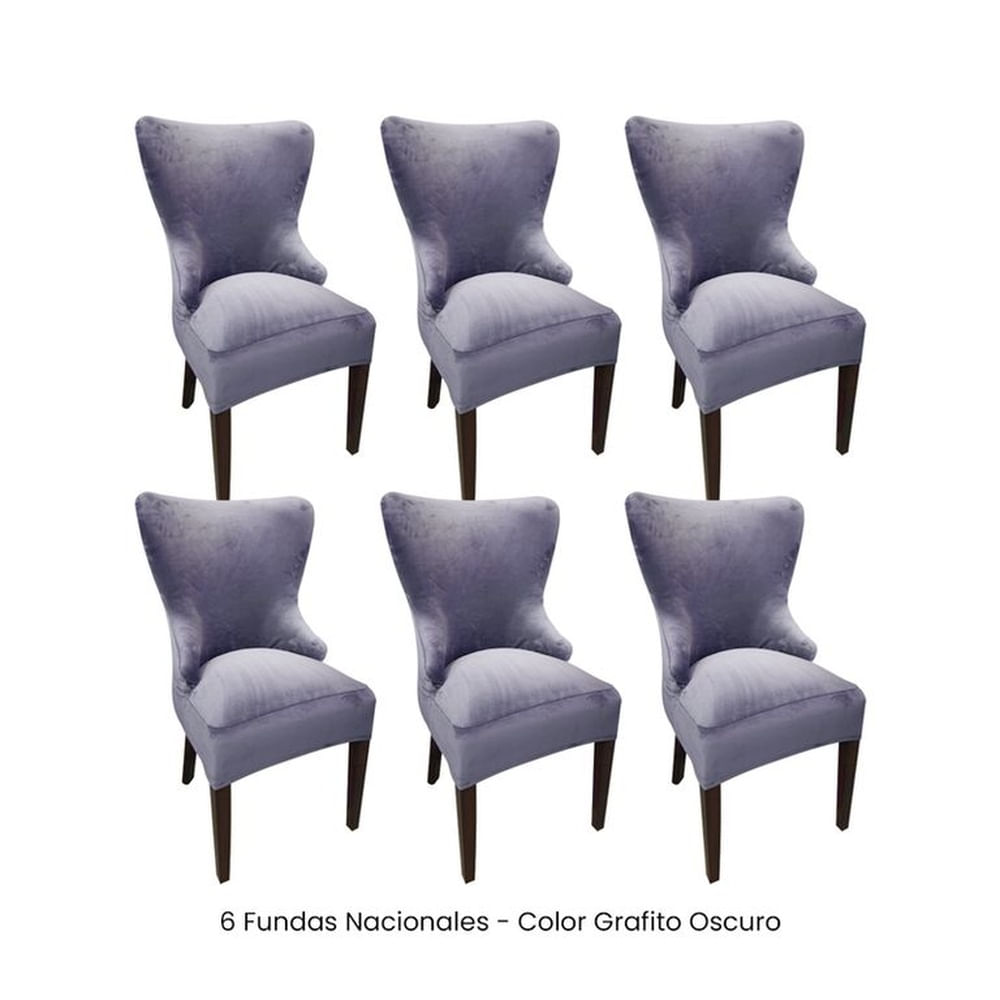 6 Fundas Nacionales de Terciopelo para Silla Princesa - Grafito Oscuro