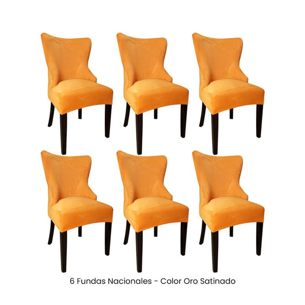 6 Fundas Nacionales de Terciopelo para Silla Princesa - Oro Satinado