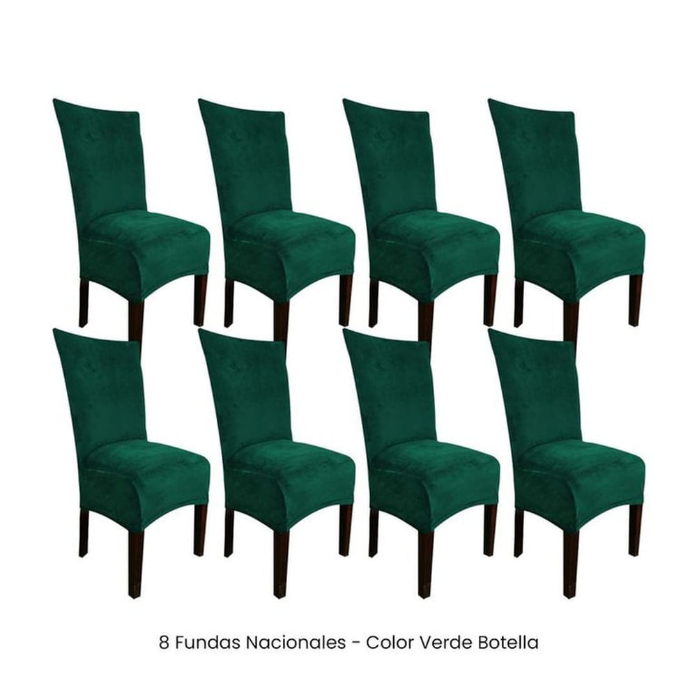 8 Fundas Nacionales de Terciopelo para Silla Recta - Verde Botella