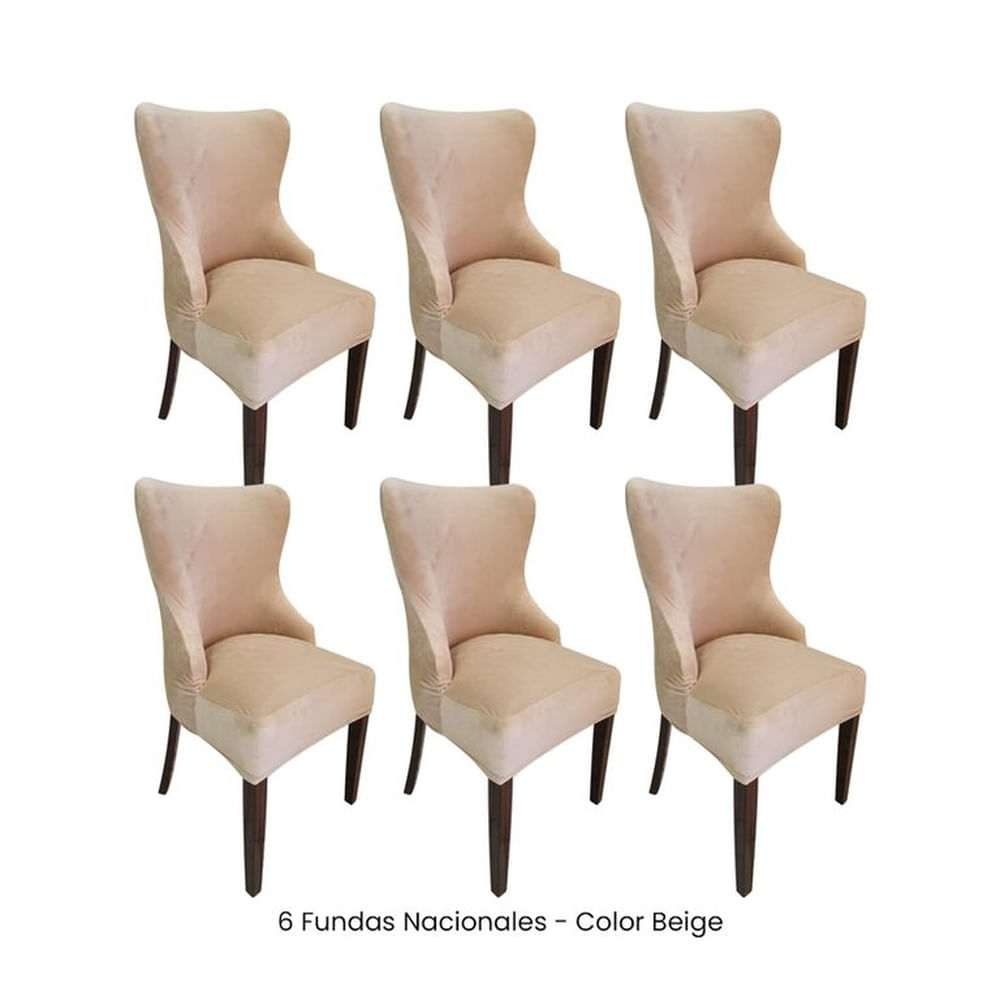 6 Fundas Nacionales de Terciopelo para Silla Princesa - Beige