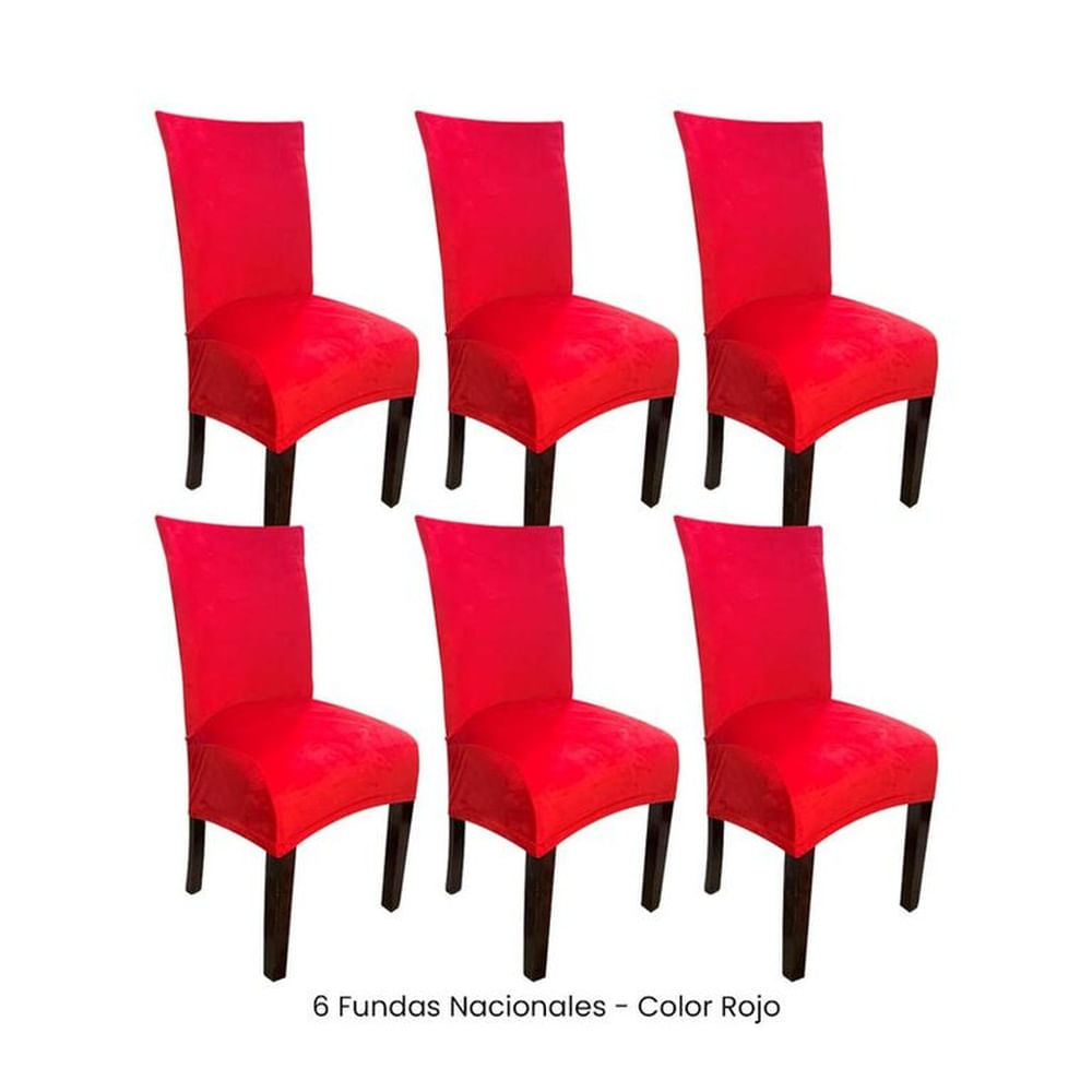 6 Fundas Nacionales de Terciopelo para Silla Recta - Rojo