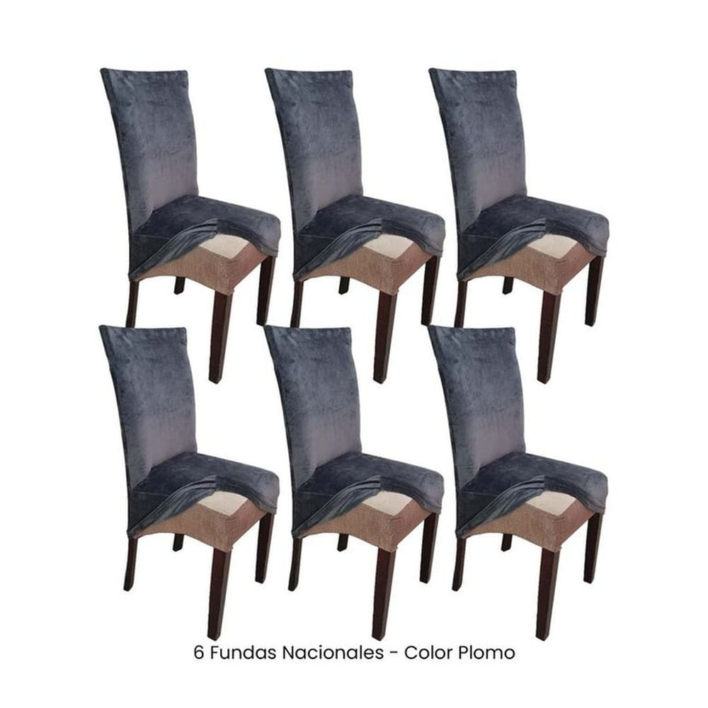 6 Fundas Nacionales de Terciopelo para Silla Recta - Plomo Rata