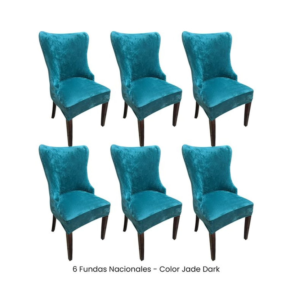 6 Fundas Nacionales de Terciopelo para Silla Princesa - Jade Dark