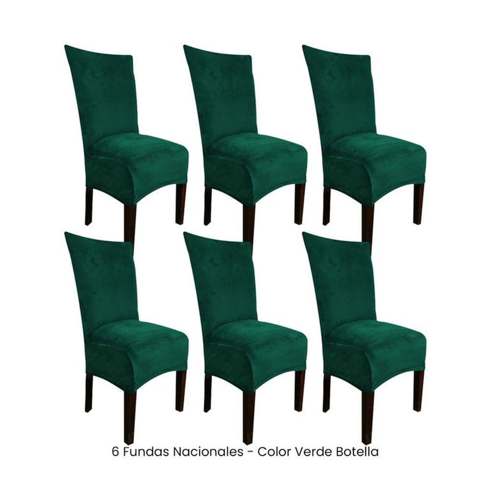 6 Fundas Nacionales de Terciopelo para Silla Recta - Verde Botella