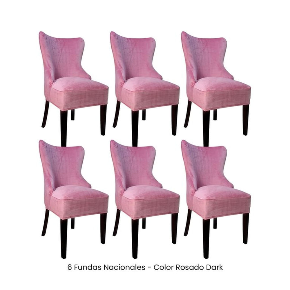 6 Fundas Nacionales de Terciopelo para Silla Princesa - Rosado Dark