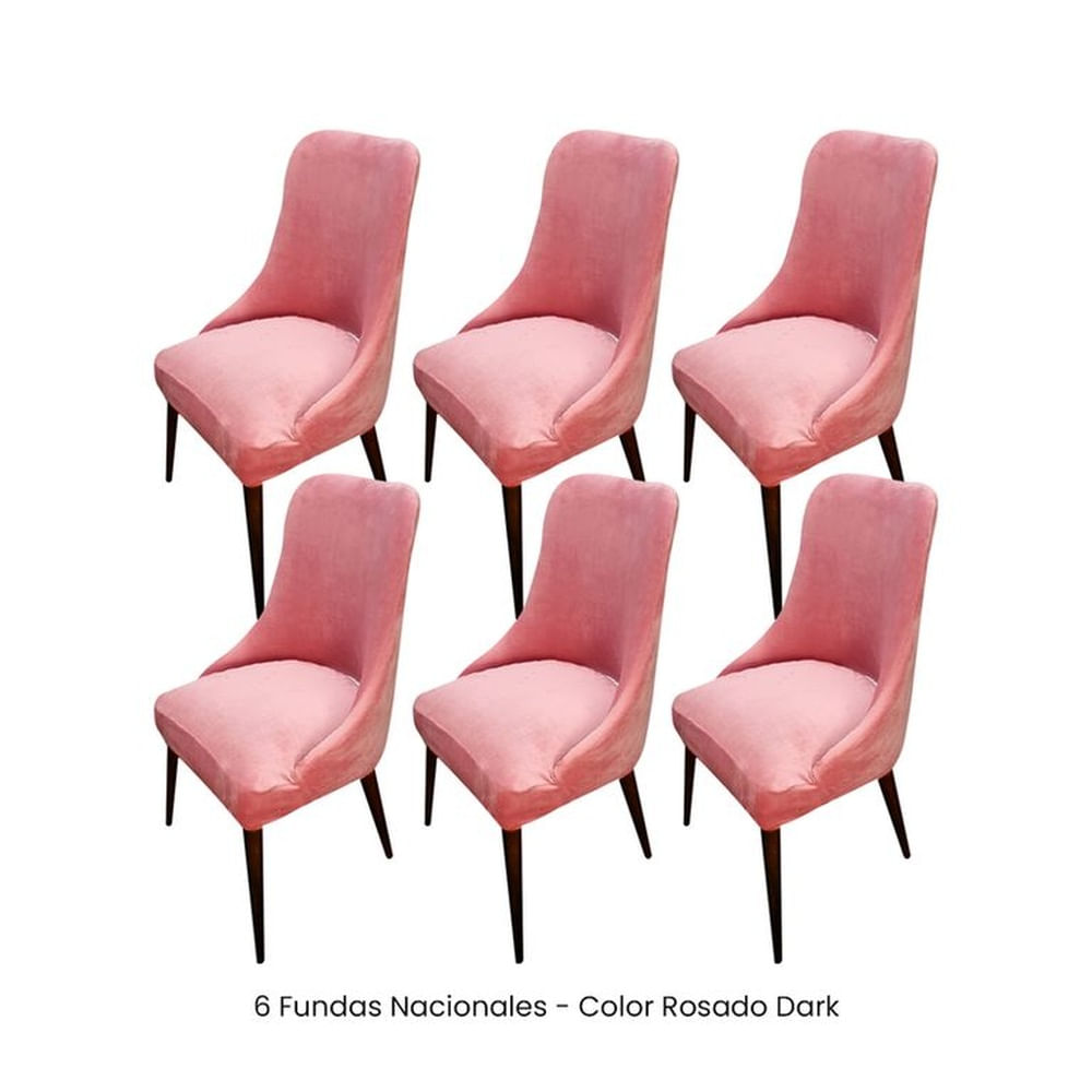 6 Fundas Nacionales de Terciopelo para Silla Brazo - Rosado Dark
