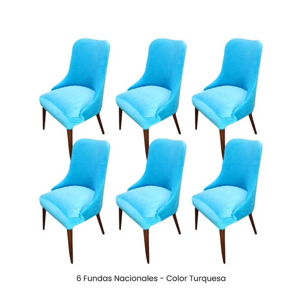6 Fundas Nacionales de Terciopelo para Silla Brazo - Turquesa