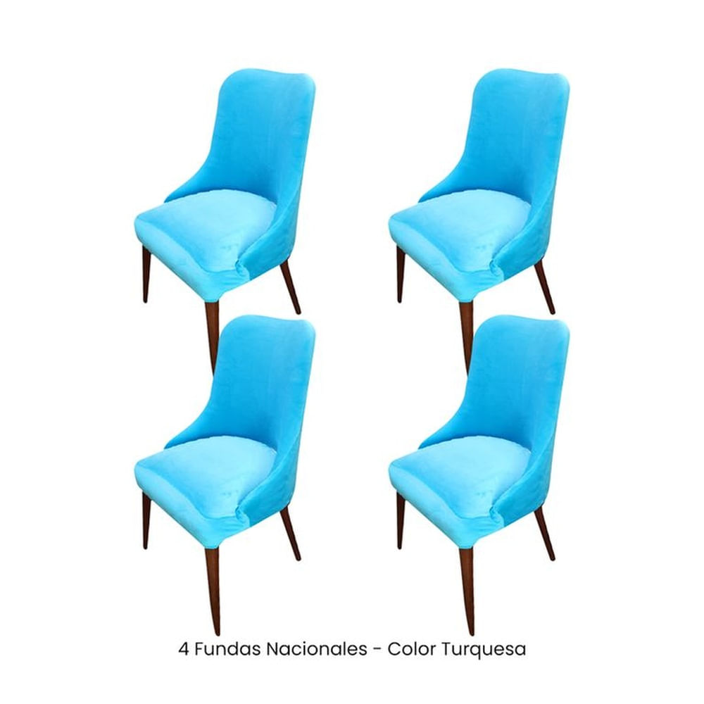 4 Fundas Nacionales de Terciopelo para Silla Brazo - Turquesa