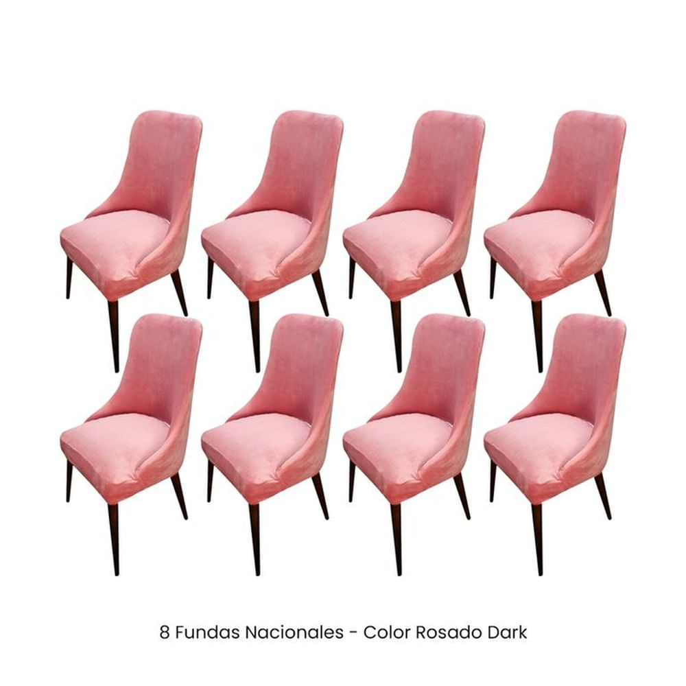 8 Fundas Nacionales de Terciopelo para Silla Brazo - Rosado Dark