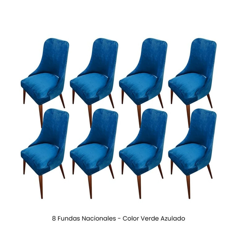 8 Fundas Nacionales de Terciopelo para Silla Brazo - Verde Azulado