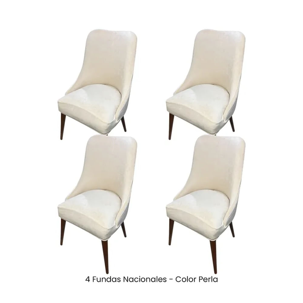 4 Fundas Nacionales de Terciopelo para Silla Brazo - Perla