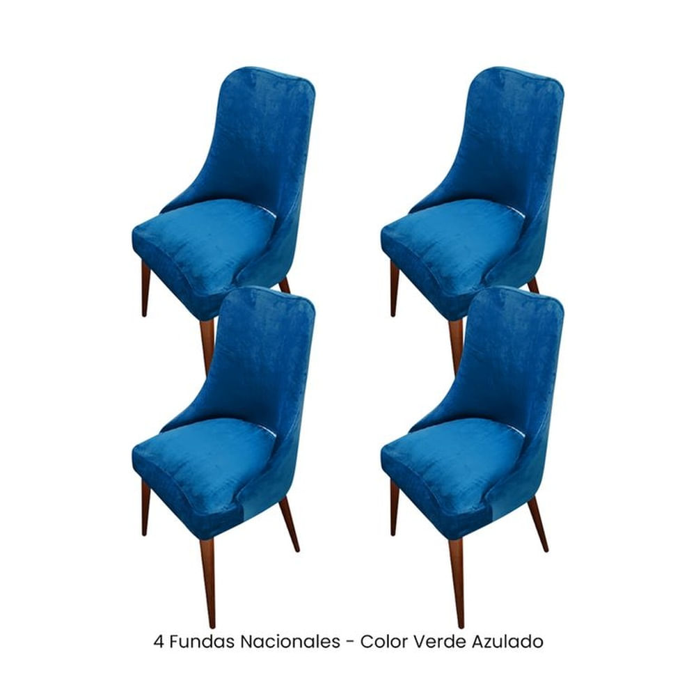 4 Fundas Nacionales de Terciopelo para Silla Brazo - Verde Azulado