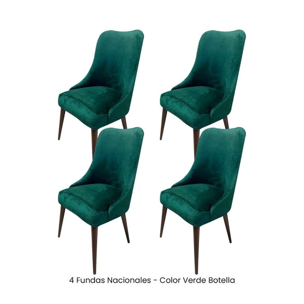 4 Fundas Nacionales de Terciopelo para Silla Brazo - Verde Botella
