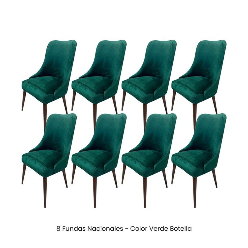8 Fundas Nacionales de Terciopelo para Silla Brazo - Verde Botella