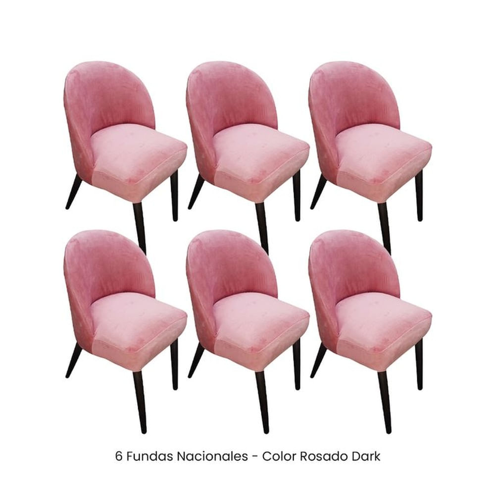 6 Fundas Nacionales de Terciopelo para Silla Vintage Curva - Rosado Dark