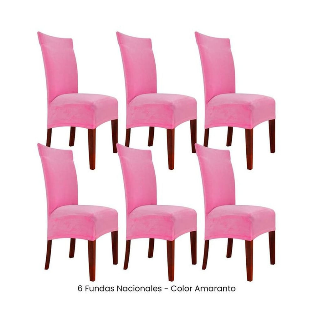 6 Fundas Nacionales de Terciopelo para Silla Recta - Amaranto