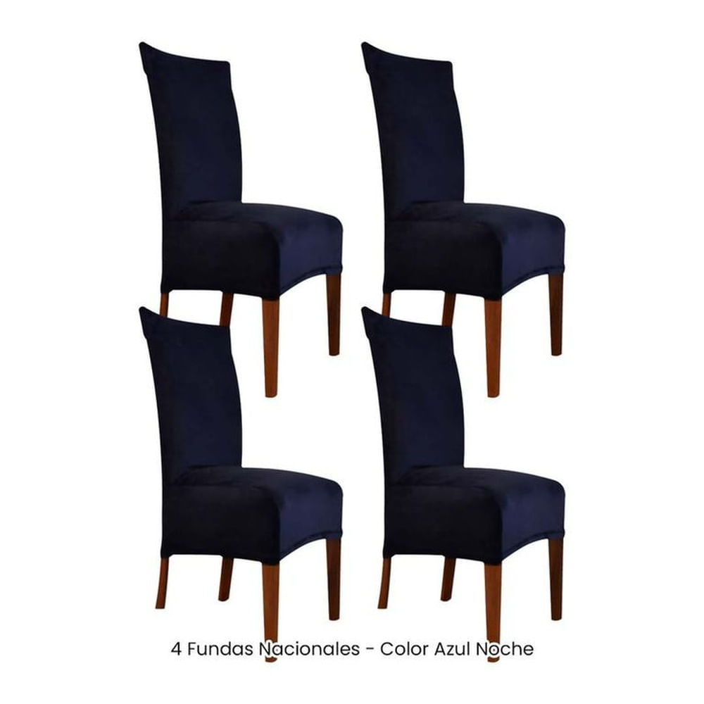 4 Fundas Nacionales de Terciopelo para Silla Recta - Azul Noche