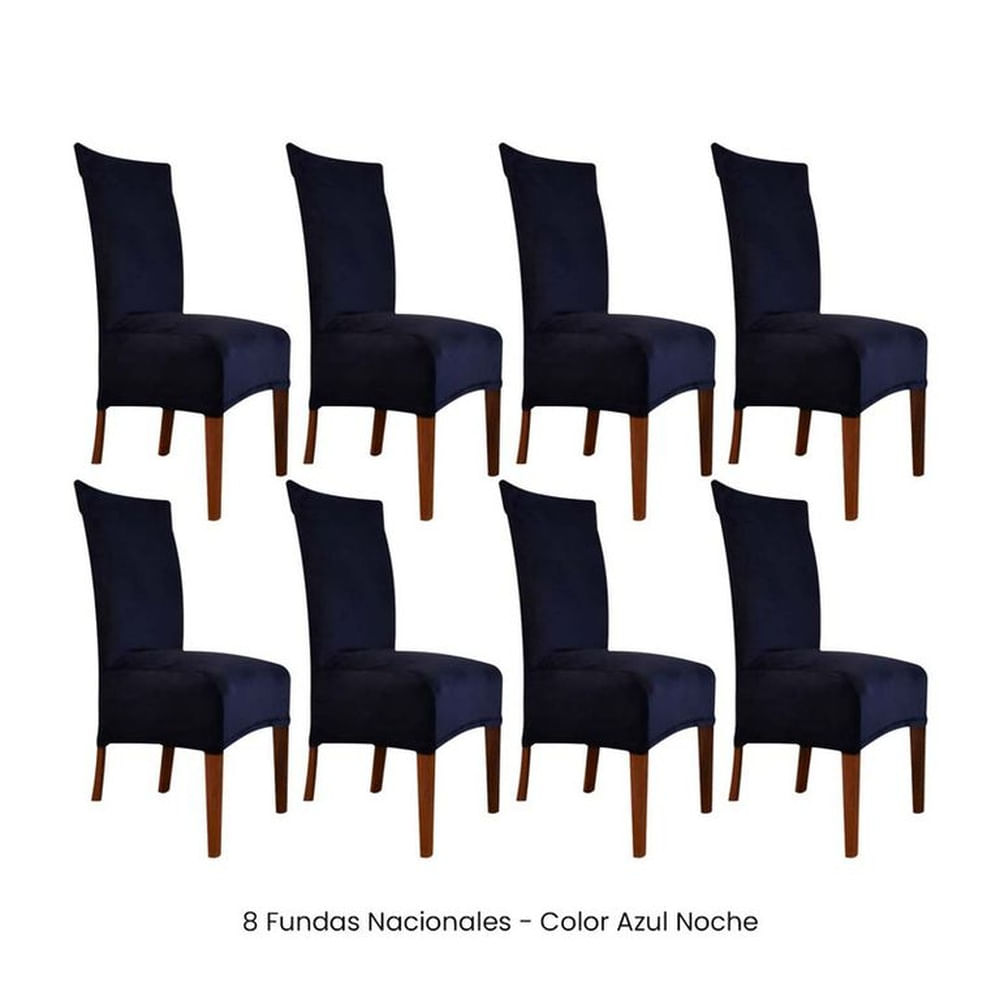 8 Fundas Nacionales de Terciopelo para Silla Recta - Azul Noche