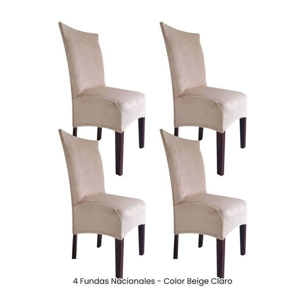 4 Fundas Nacionales de Terciopelo para Silla Recta - Beige Claro