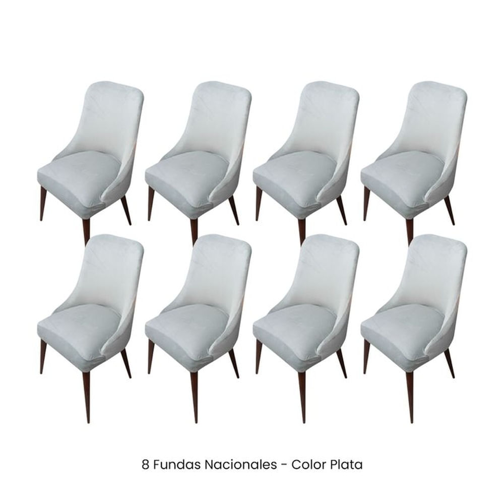 8 Fundas Nacionales de Terciopelo para Silla Brazo - Plata