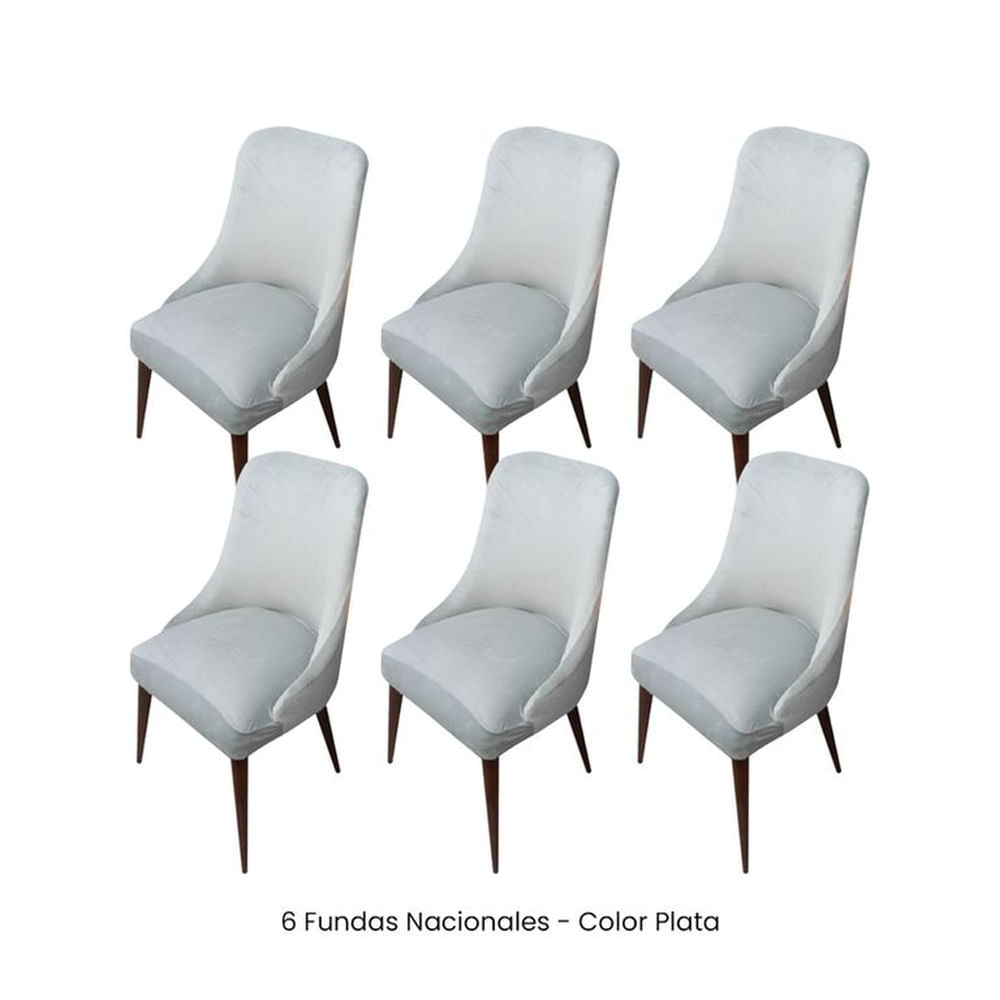 6 Fundas Nacionales de Terciopelo para Silla Brazo - Plata