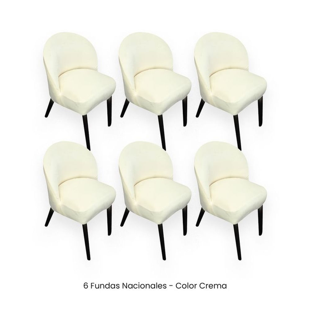 6 Fundas Nacionales de Terciopelo para Silla Vintage Curva - Crema