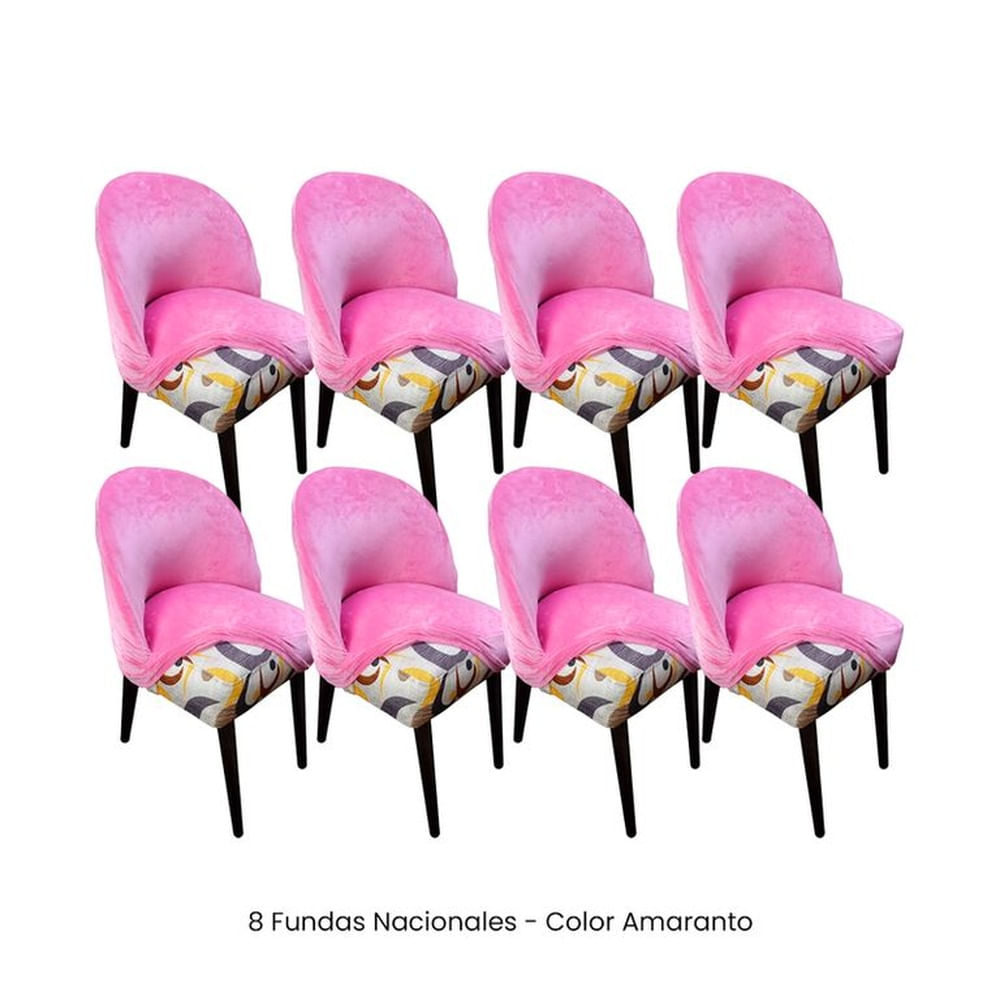 8 Fundas Nacionales de Terciopelo para Silla Vintage Curva - Amaranto