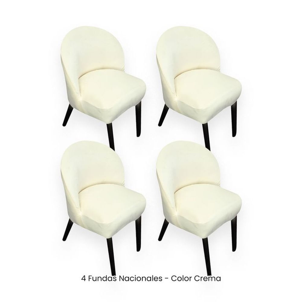 4 Fundas Nacionales de Terciopelo para Silla Vintage Curva - Crema