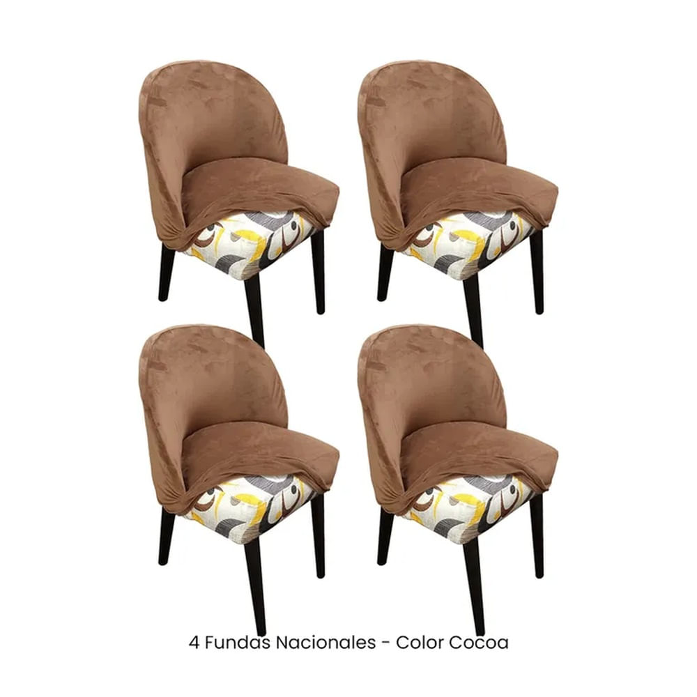 4 Fundas Nacionales de Terciopelo para Silla Vintage Curva - Cocoa
