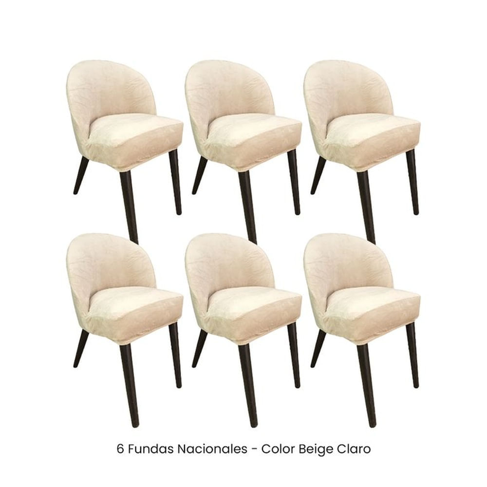 6 Fundas Nacionales de Terciopelo para Silla Vintage Curva - Beige Claro