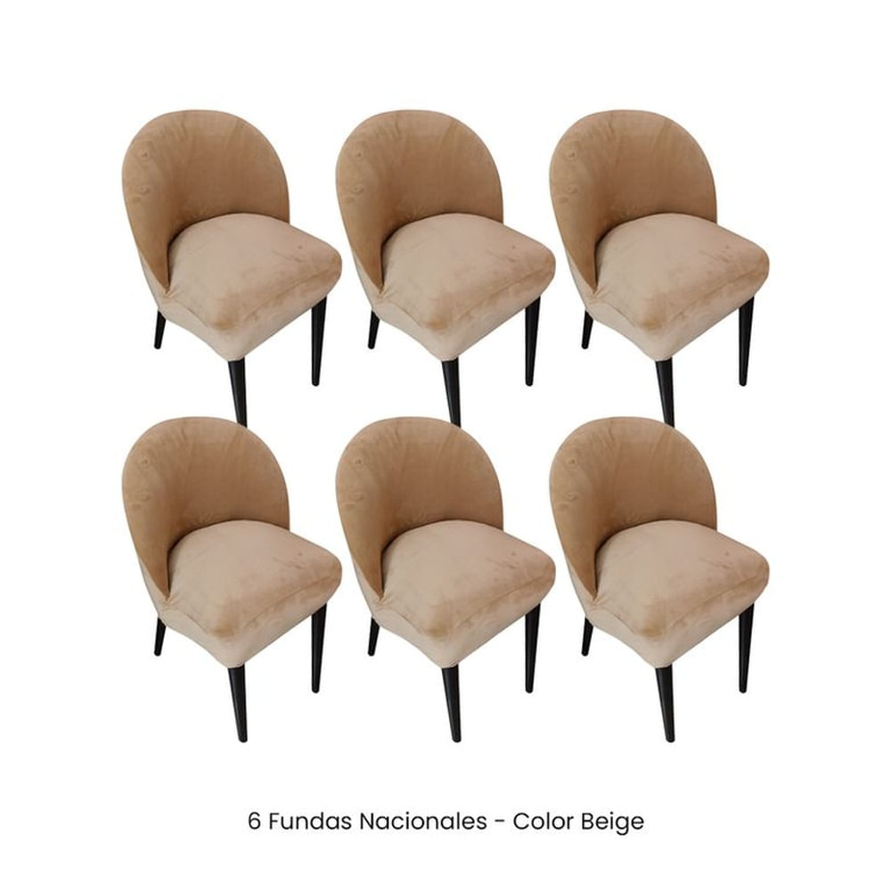 6 Fundas Nacionales de Terciopelo para Silla Vintage Curva - Beige