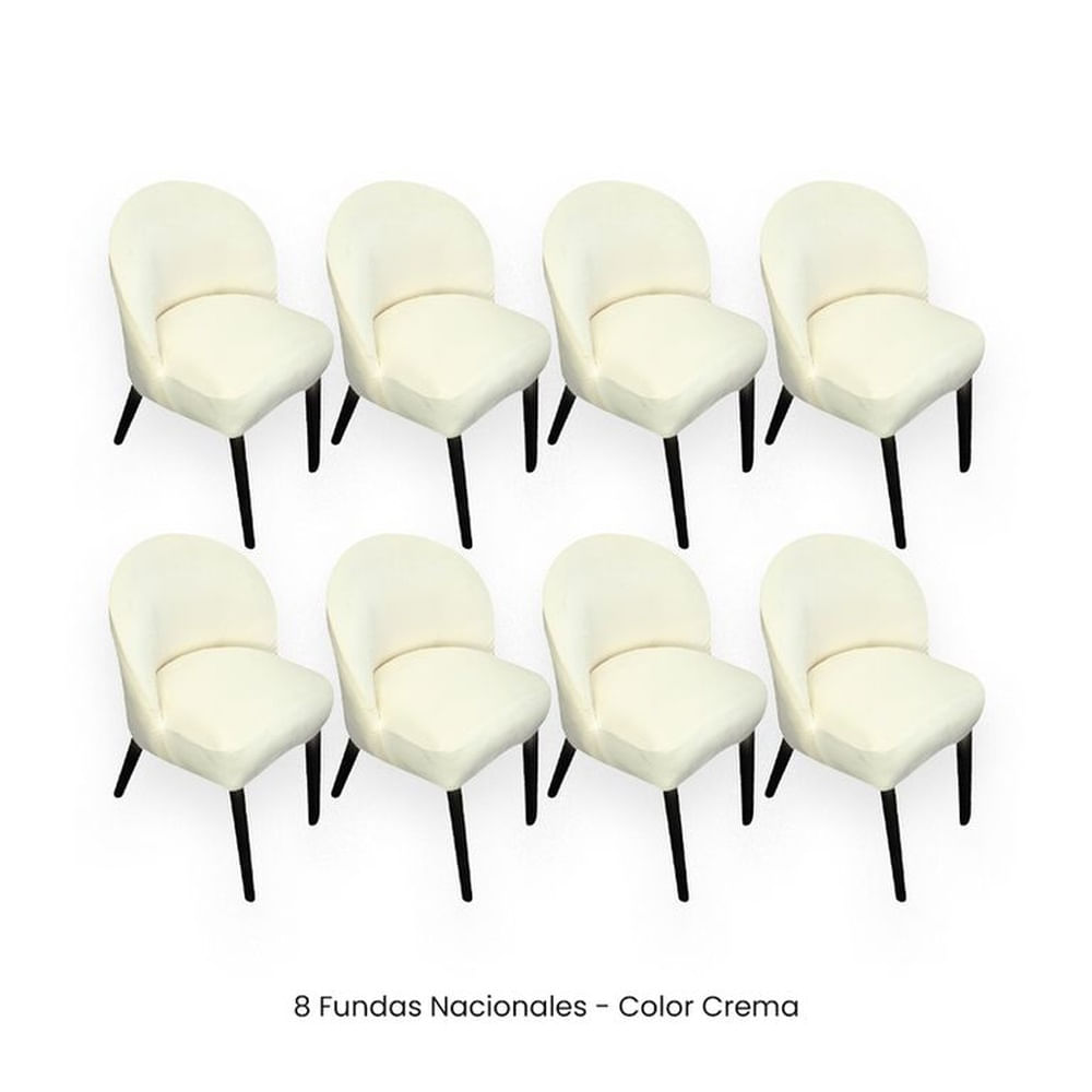8 Fundas Nacionales de Terciopelo para Silla Vintage Curva - Crema