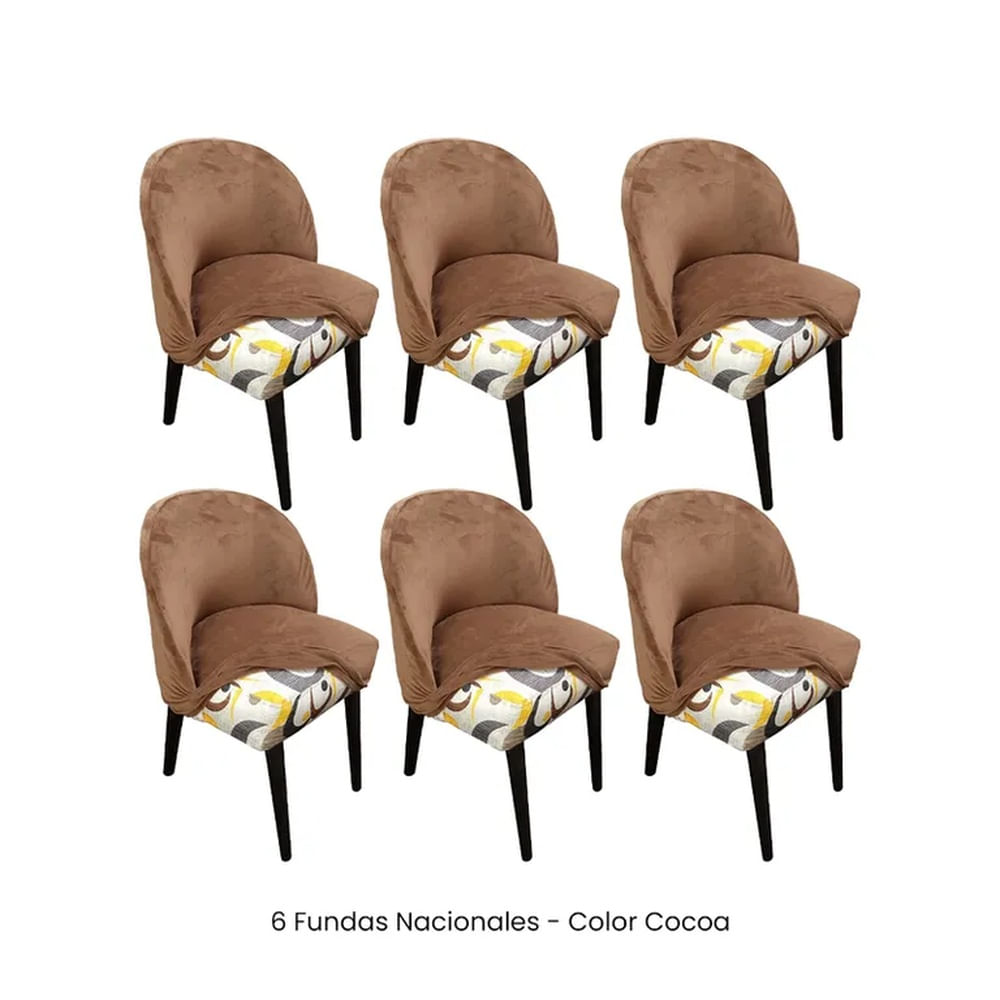6 Fundas Nacionales de Terciopelo para Silla Vintage Curva - Cocoa